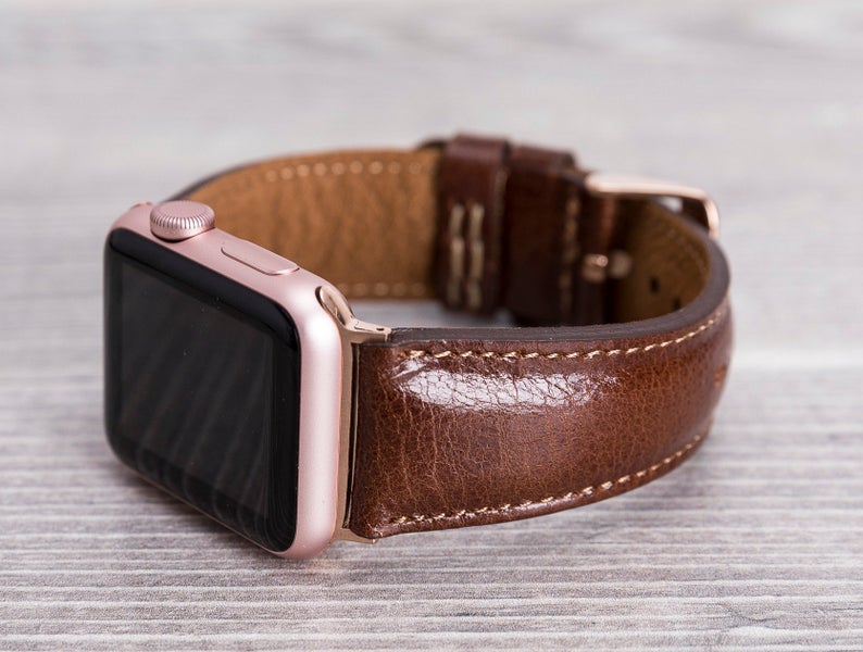 Dark Brown Leather Classic Apple Watch Band