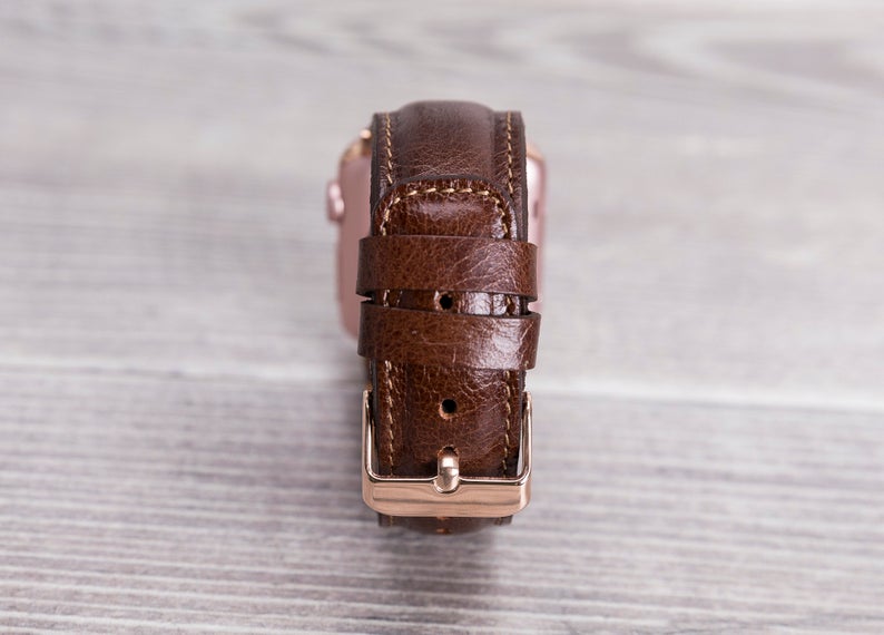 Dark Brown Leather Classic Apple Watch Band