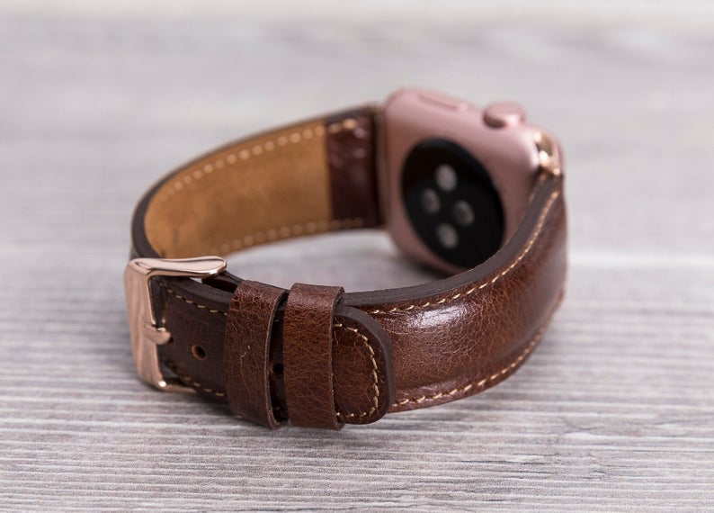 Dark Brown Leather Classic Apple Watch Band