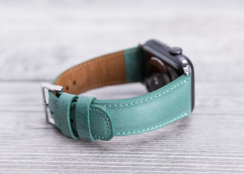 Sea Green Leather Classic Apple Watch Band