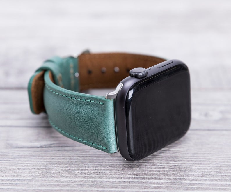 Sea Green Leather Classic Apple Watch Band