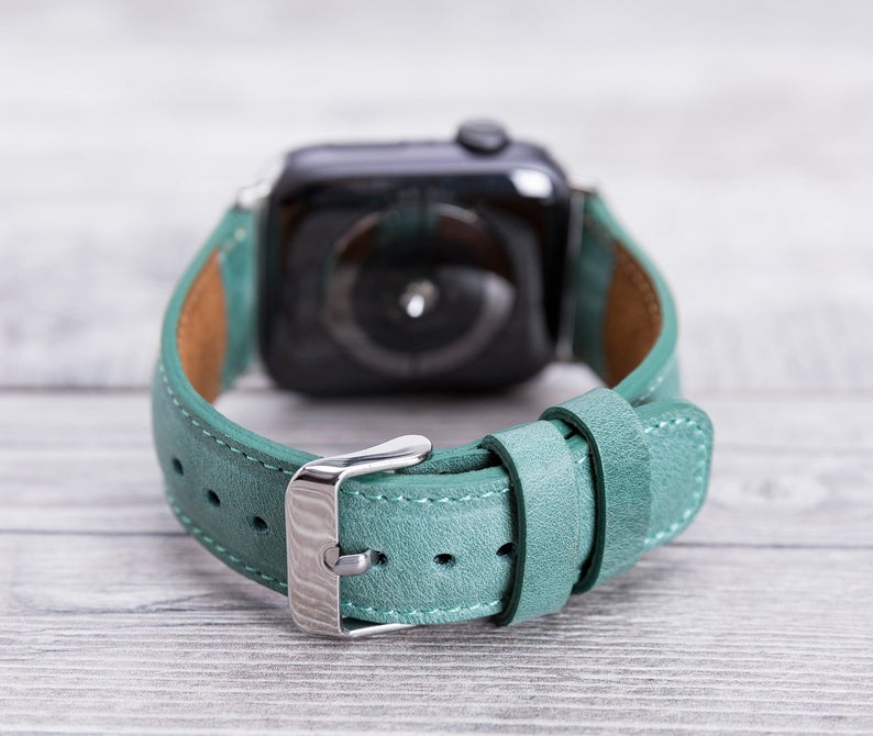 Sea Green Leather Classic Apple Watch Band