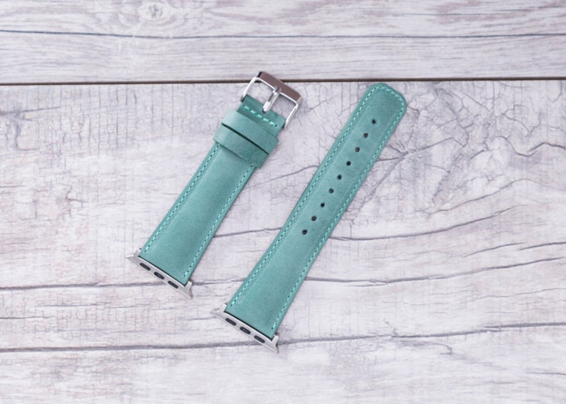 Sea Green Leather Classic Apple Watch Band