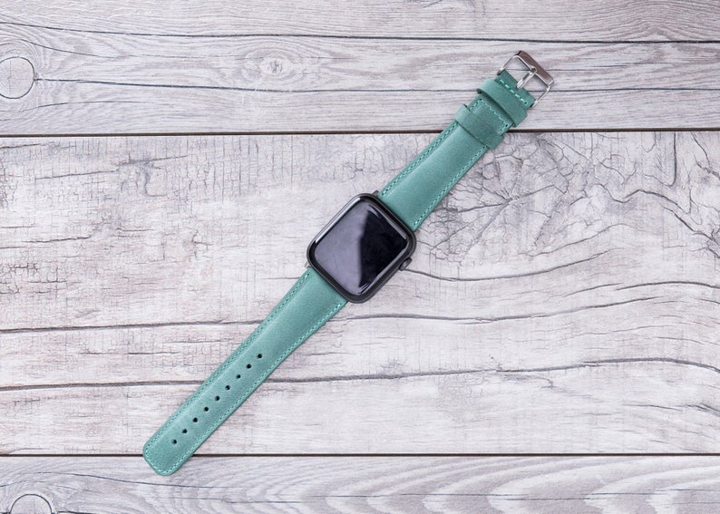 Sea Green Leather Classic Apple Watch Band